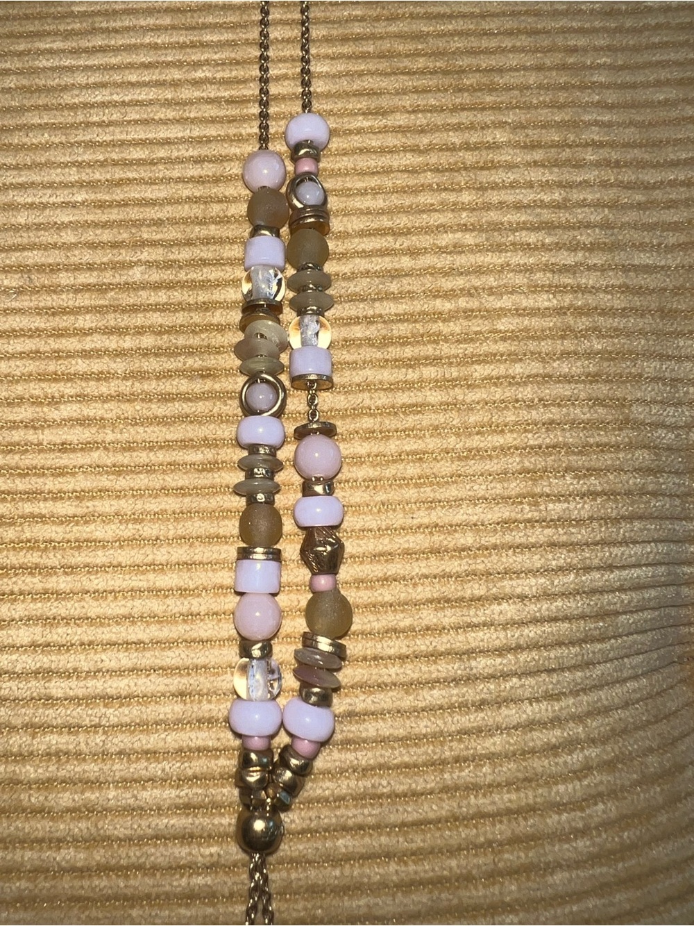 Delicate Pink and Gold Beaded Women’s Necklace
